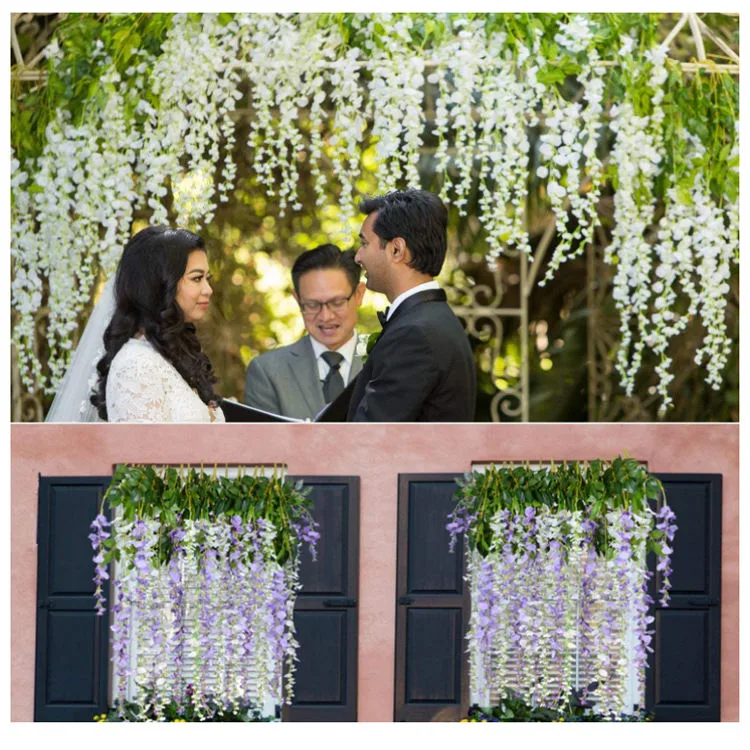 Hanging Garland Silk Wedding Decoration Wisteria of Vine Artificial Flower Vine Garland