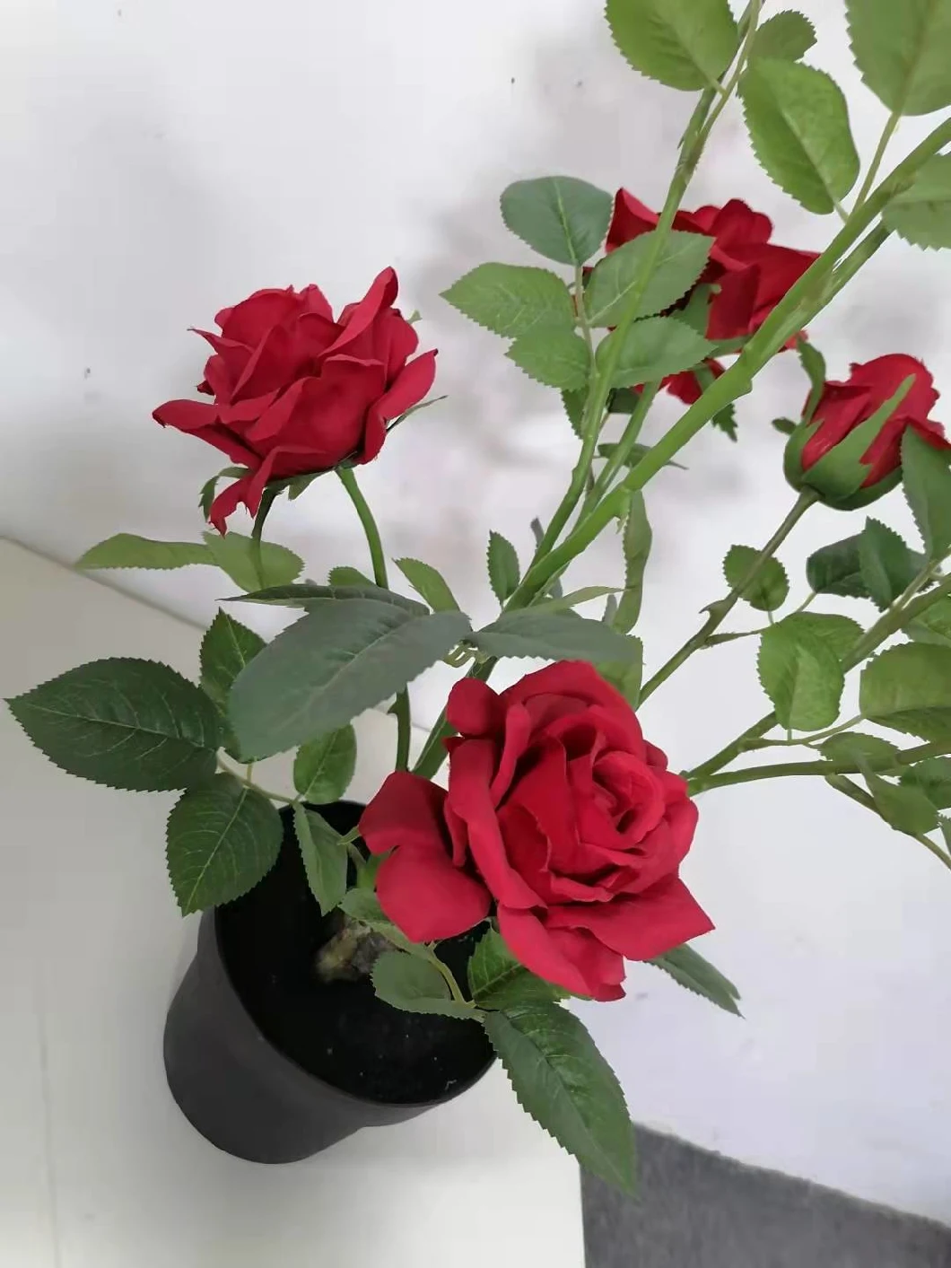 Wholesale Home Decorative Potted Rose Flower Artificial Tree Bonsai for Indoor Decor