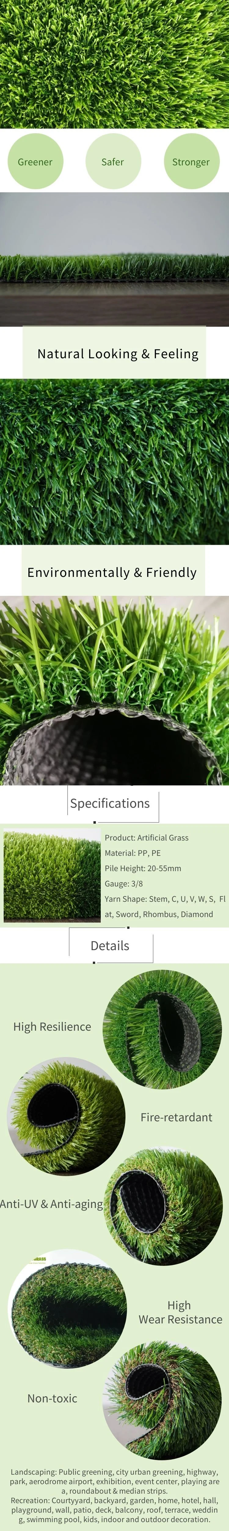 30mm Child-Friendly Landscaping Grass for Indoor Fake Synthetic Turf Carpet Wall Fence Artificial Grass