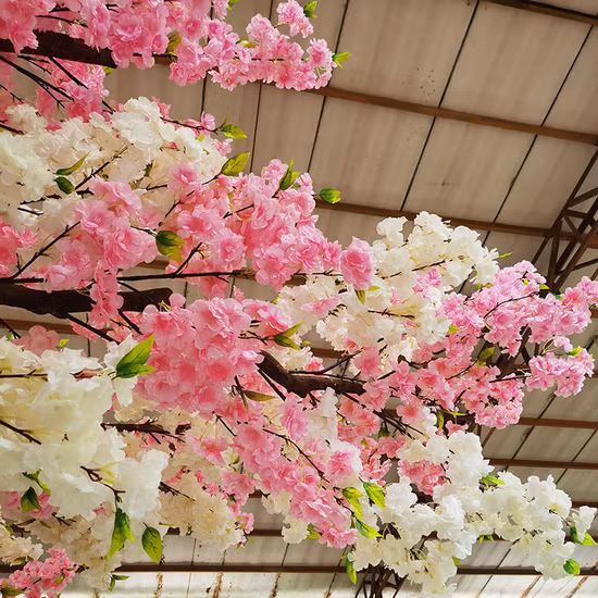 Flor rosa e branca personalizada falsa sakura grande grande de 2 a 6 metros árvore de flor de cerejeira artificial para decoração de plantas de casamento em ambientes internos e externos