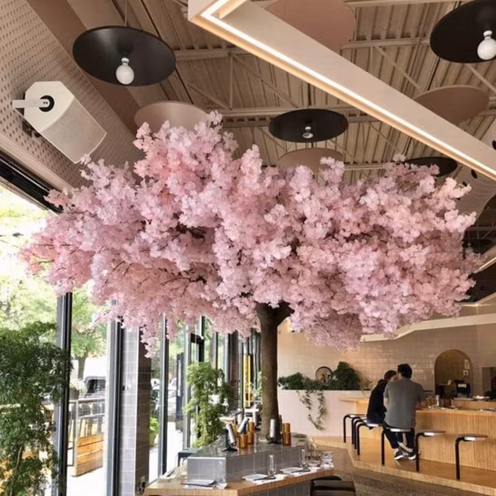 Mesa de sakura de tamanho personalizado para área interna e externa grande flor de cerejeira rosa artificial para decoração de casamento
