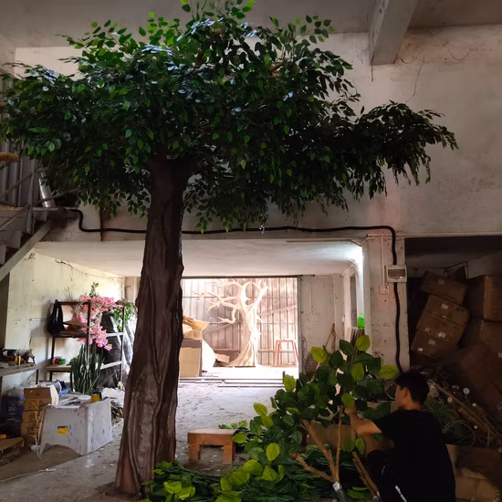 Novo design de ornamento de jardim planta artificial ficus ficus figueira-da-índia para decoração ao ar livre